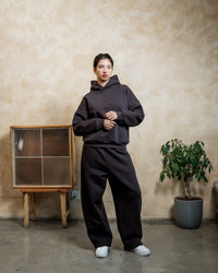 COZYLINE BROWN ESSENTIAL HOODIE