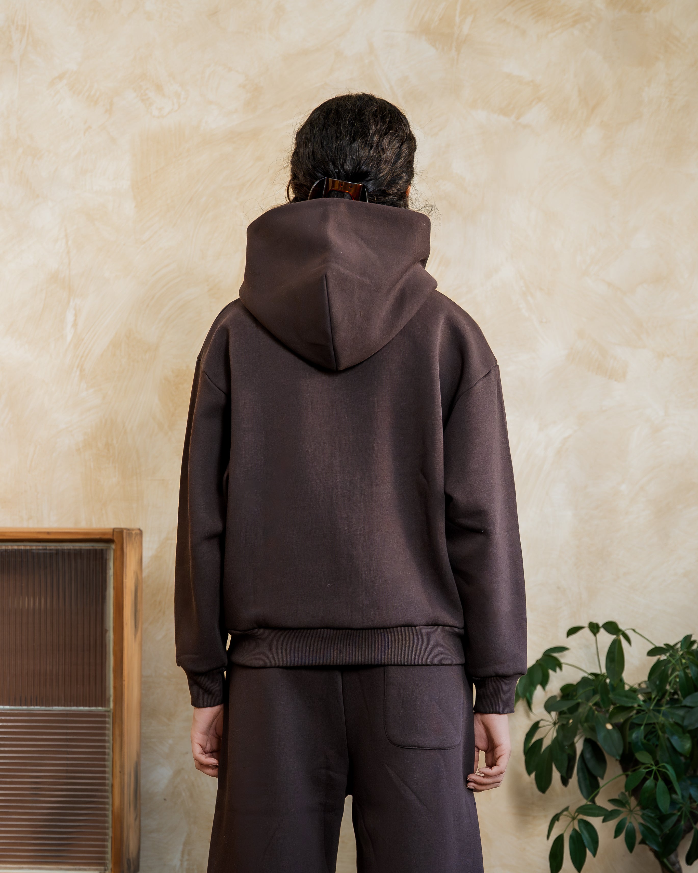 COZYLINE BROWN ESSENTIAL HOODIE