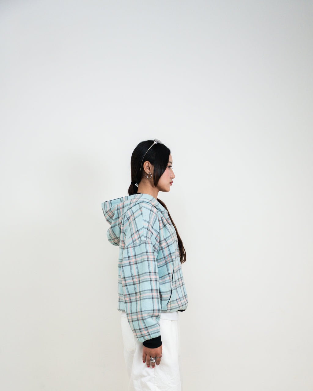 REVERSIBLE SKYBLUE PLAID HOODIE