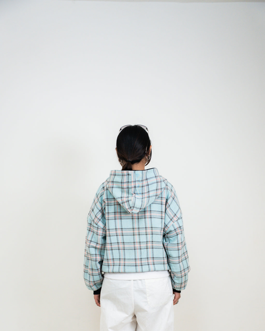 REVERSIBLE SKYBLUE PLAID HOODIE