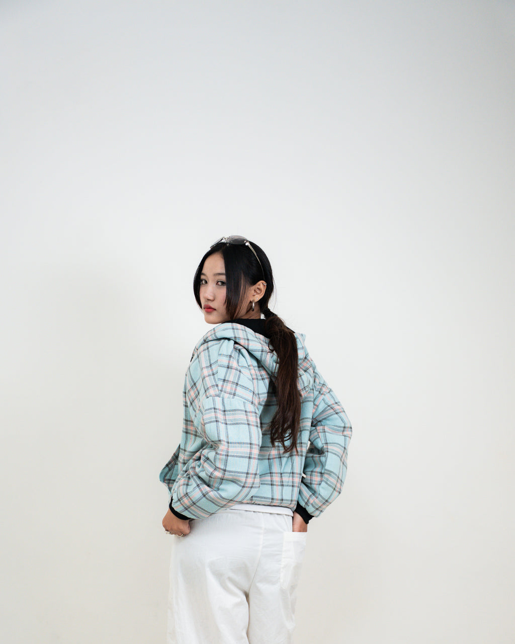 REVERSIBLE SKYBLUE PLAID HOODIE