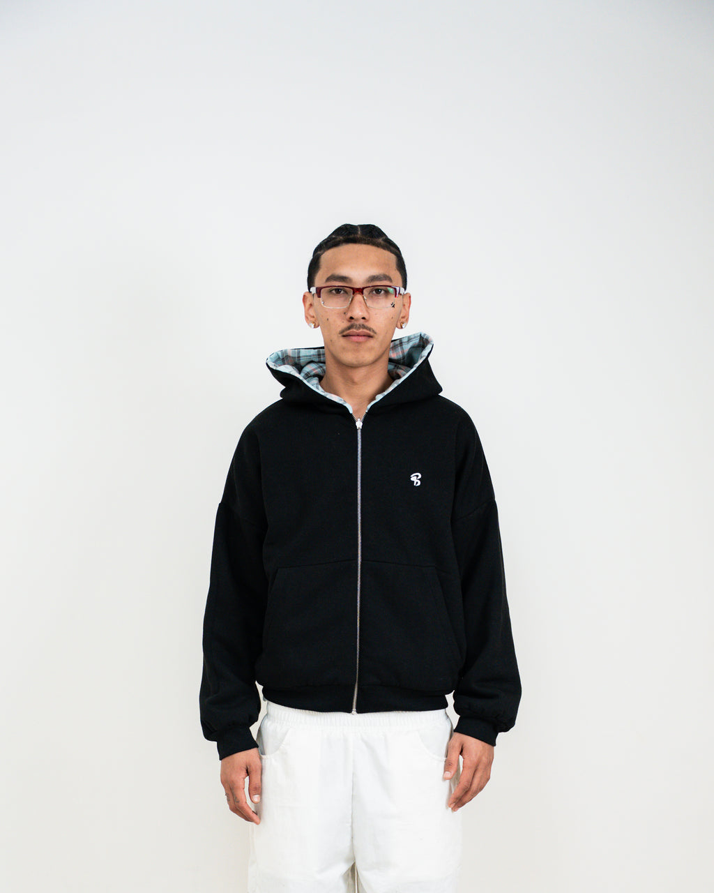 REVERSIBLE SKYBLUE PLAID HOODIE