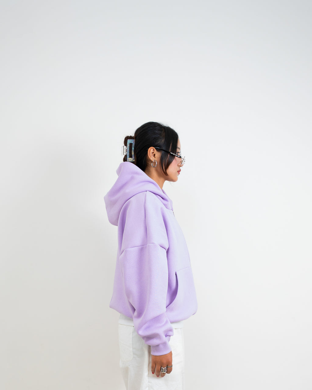 LILAC OVERSIZED ZIP HOODIE