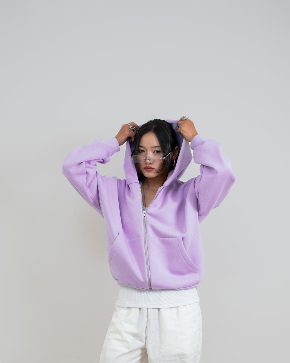 LILAC OVERSIZED ZIP HOODIE