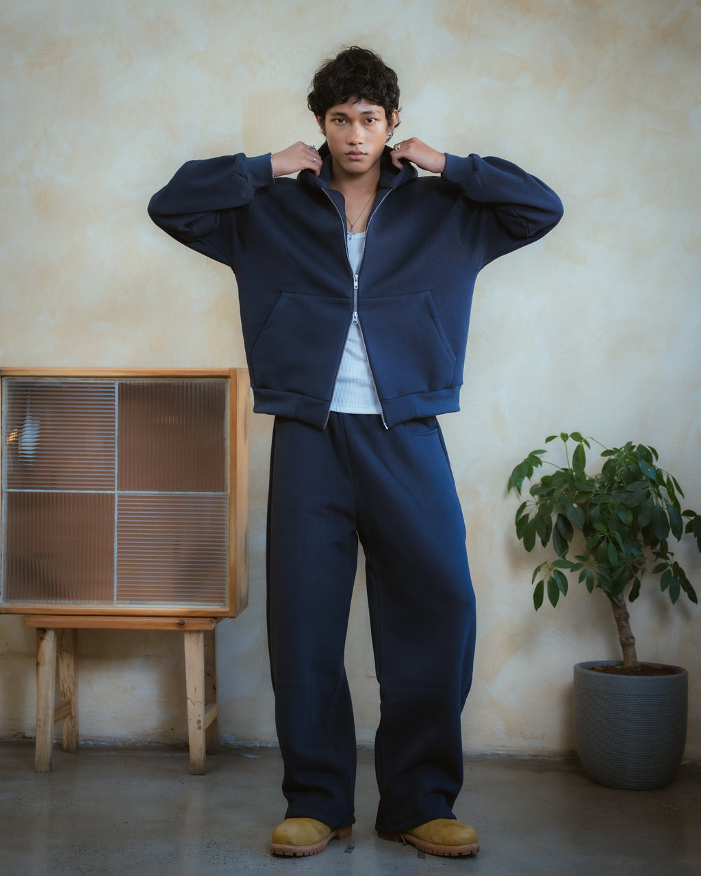 COZYLINE BLUE ZIPUP JACKET