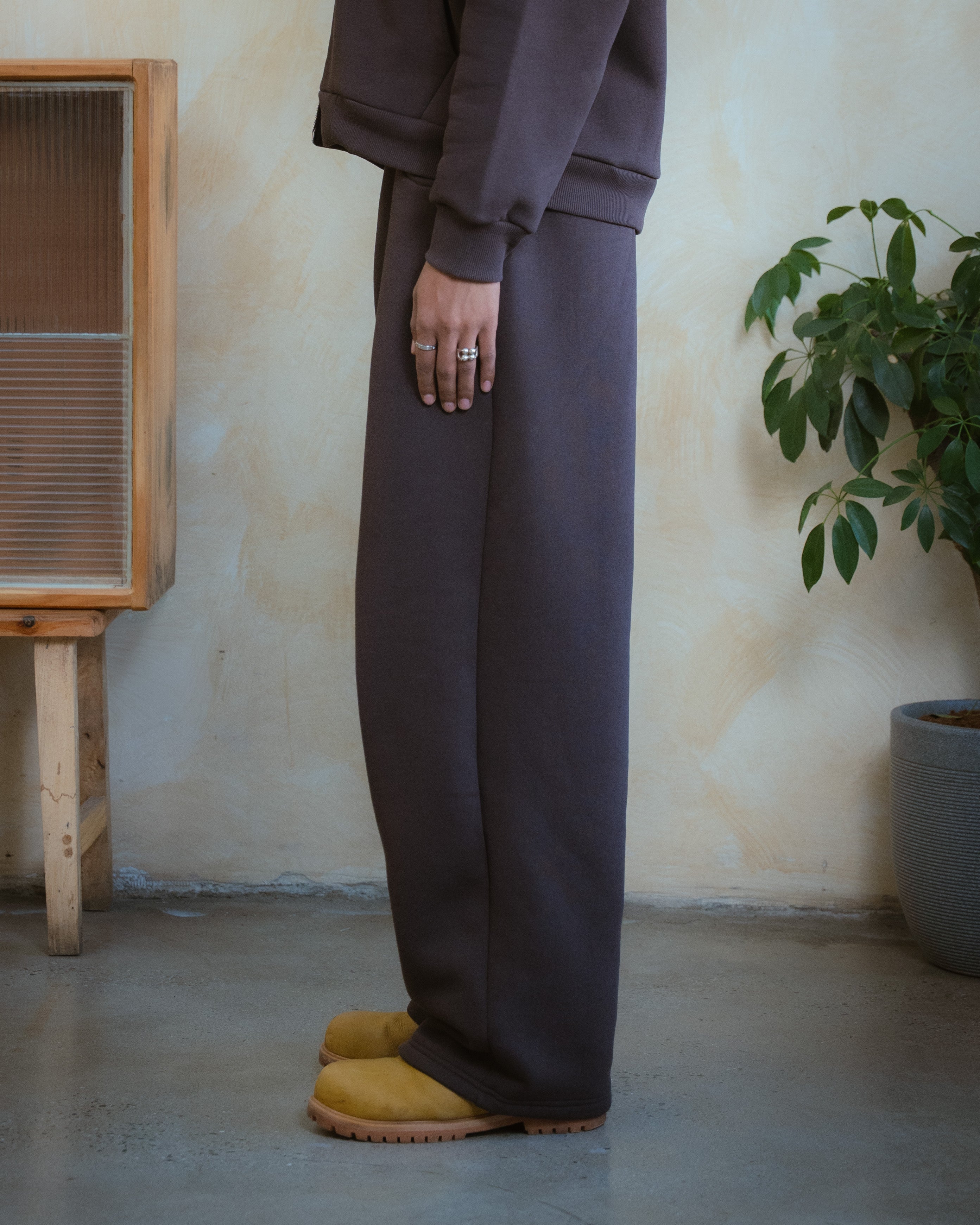 COZYLINE COZY BROWN BARREL SWEATPANTS