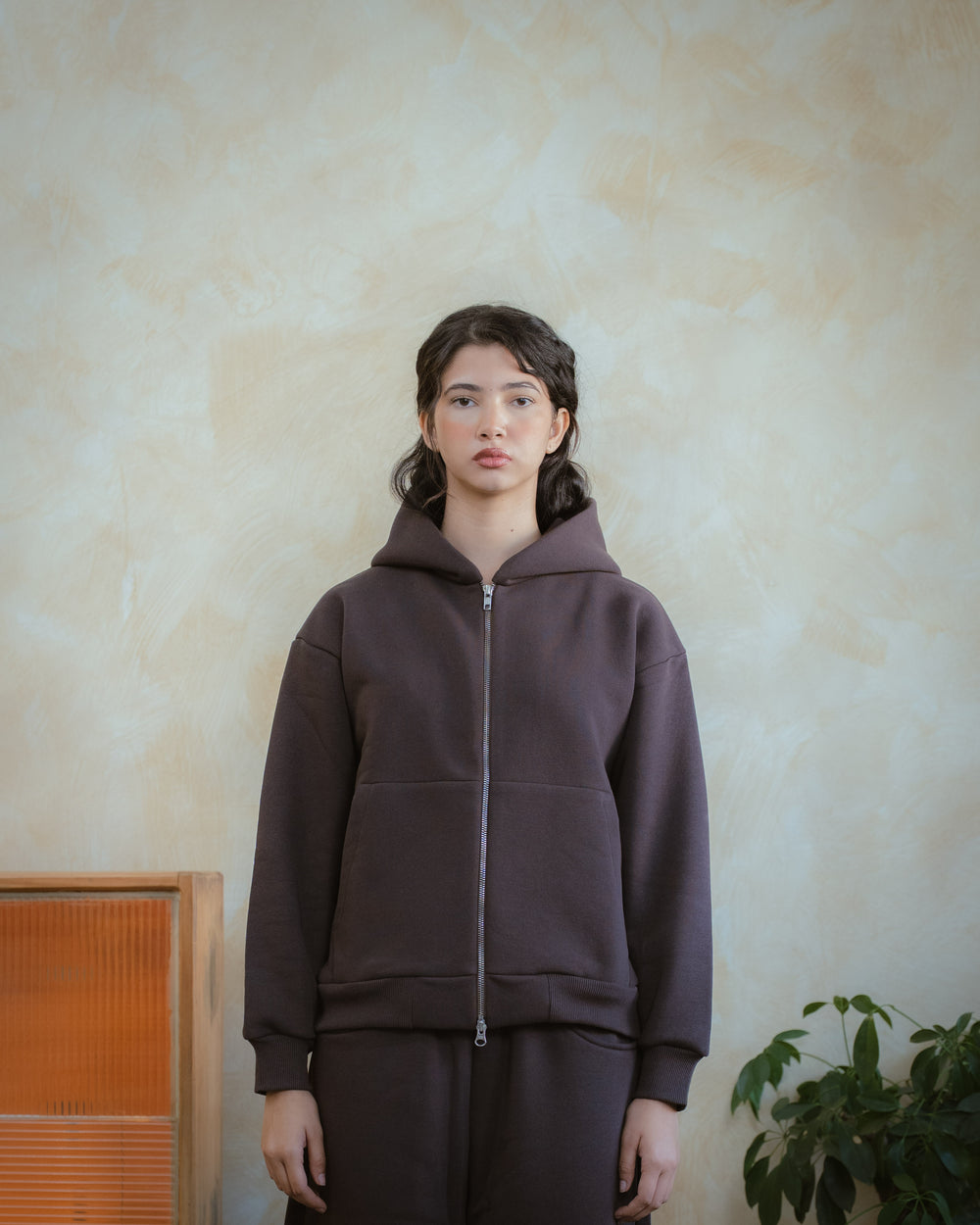 COZYLINE BROWN ZIPUP JACKET