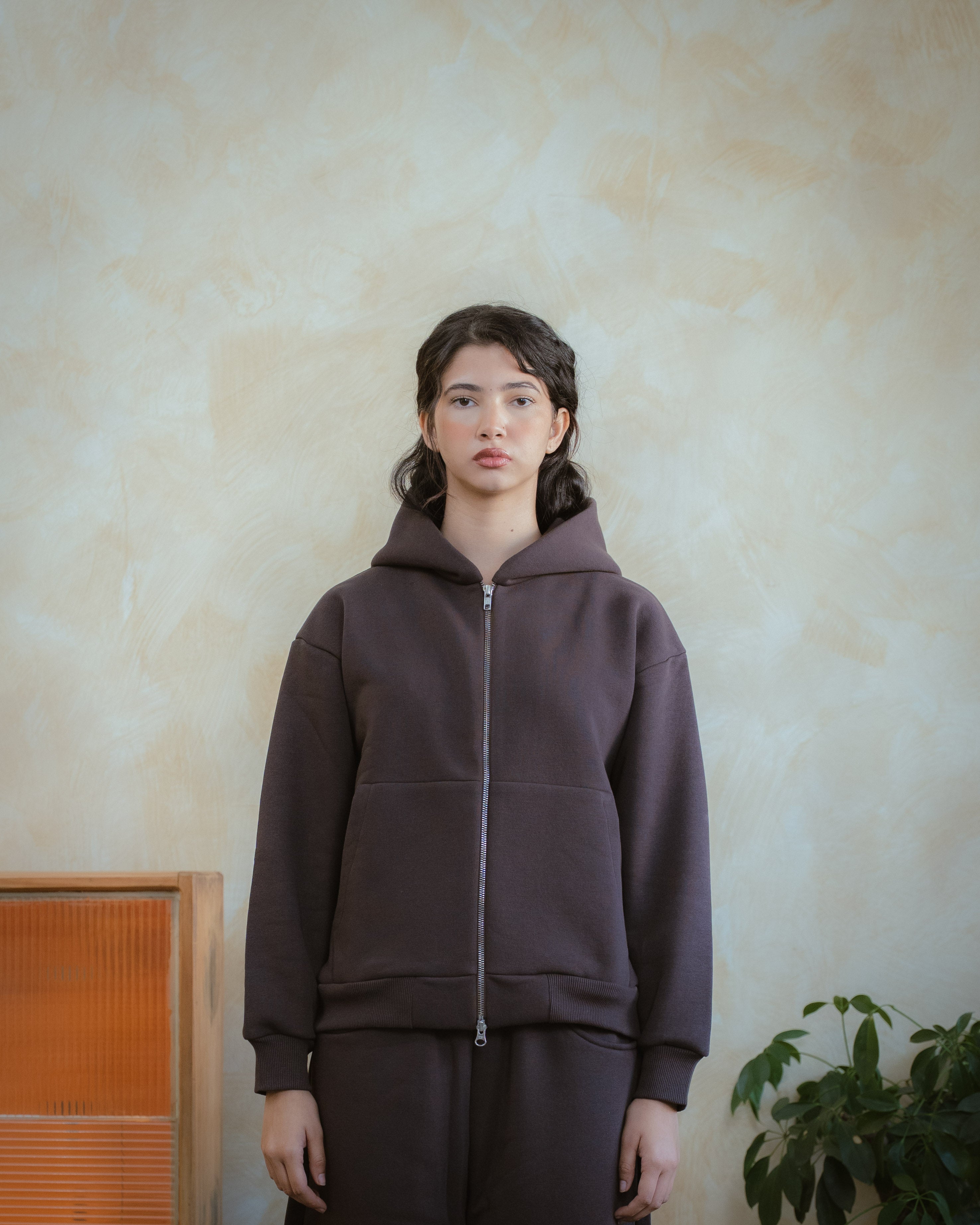 COZYLINE BROWN ZIPUP JACKET